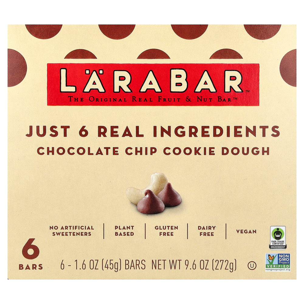 Larabar, Real Fruit & Nut Bar™, батончик с шоколадной крошкой, 6 батончиков по 45 г (1,6 унции)