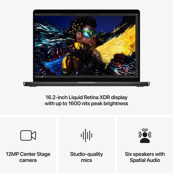 Ноутбук Apple MacBook Pro 16" 2024 MX2X3LL/A (M4 Pro 14C CPU, 20C GPU, RAM 24 ГБ, SSD 512 ГБ), черный космос