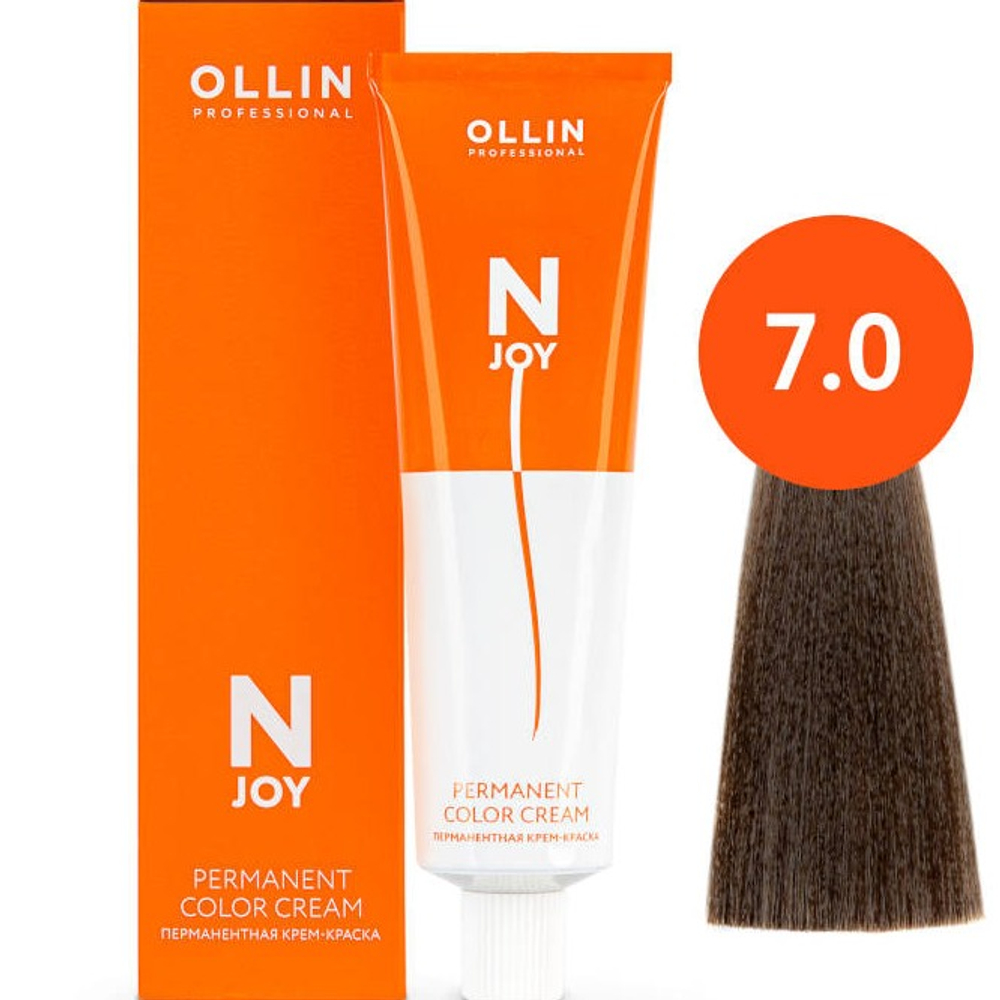 OLLIN PROFESSIONAL N-JOY - перманентная крем-краска для волос, 7/0 русый, 100 мл