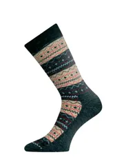 Носки Lasting TWP 807, wool+polypropylene, черный с коричневым рисунком