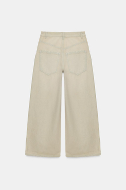 ZARA ДЖИНСЫ BAGGY TRF СО СРЕДНЕЙ ТАЛИЕЙ, ЛИНЯЛЫЙ СИНИЙ