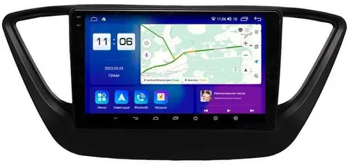 Магнитола для Hyundai Solaris 2 2017-2022, Solaris HS 2024+ (рамка черная) - Parafar PF766T2RN2K на Android 13, Быстрая, QLED+2K, CarPlay, 4G SIM-слот