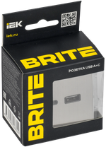 BRITE Розетка USB A+C 18Вт РЮ11-1-БрГН металл хром/никель IEK