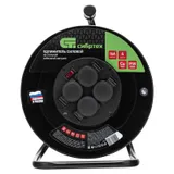 Удлинитель силовой 30 м, 16А, тип УХз16, ПВС 3 x 2.5 мм, на стальной катушке, 4 розетки Сибртех — фото 2