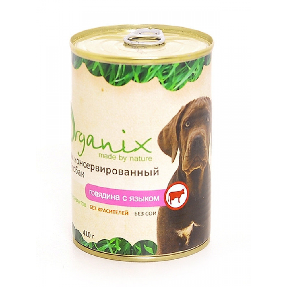 ORGANIX Консервы для собак Говядина с Языком, 410гр