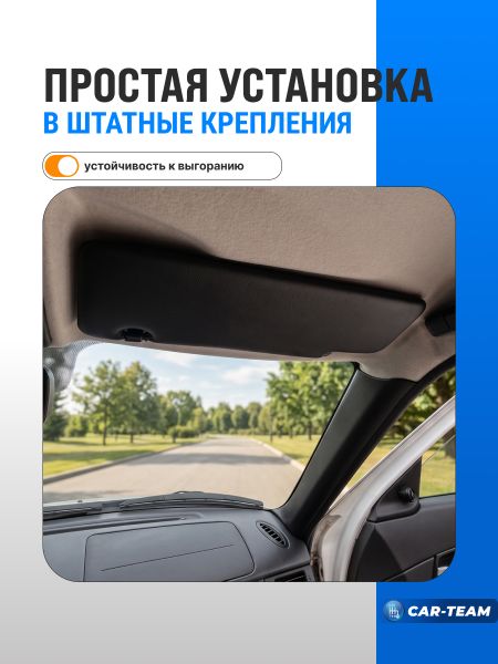 Козырьки солнцезащитные черные (ver 3.0) Лада Приора, ВАЗ 2110, 2112, 2112 с двумя зеркалами (экокожа)