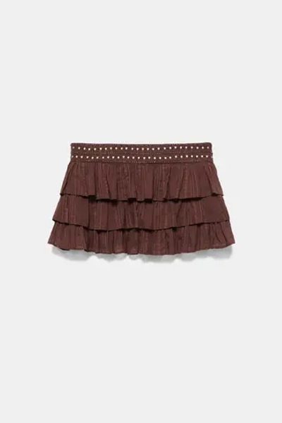 Мини-юбка с оборками и заклепками - PULL&BEAR