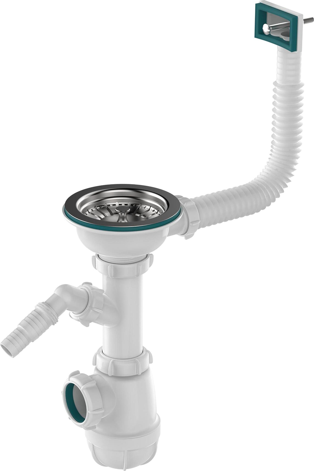 Сифон д/кухни 3,1/2" B0146 прямоуг. перелив AQUANT