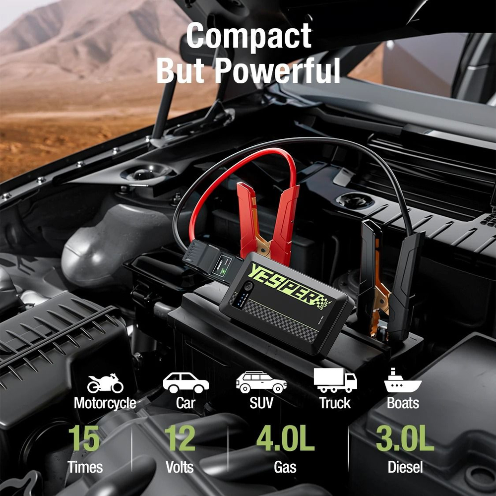 Устройство пусковое портативное бустер Yesper 8000mAh 29.6Wh 1200A Model: Armor mini