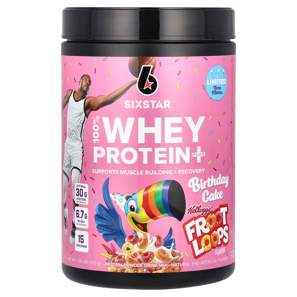 SIXSTAR, 100% Whey Protein Plus, праздничный торт Kellogg's Froot Loops, 705 г (1,55 фунта)