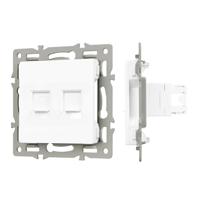 Механизм компьютерной розетки двойной SCT-MPC2-PL-WH (RJ-45, CAT6) (Arlight, -)