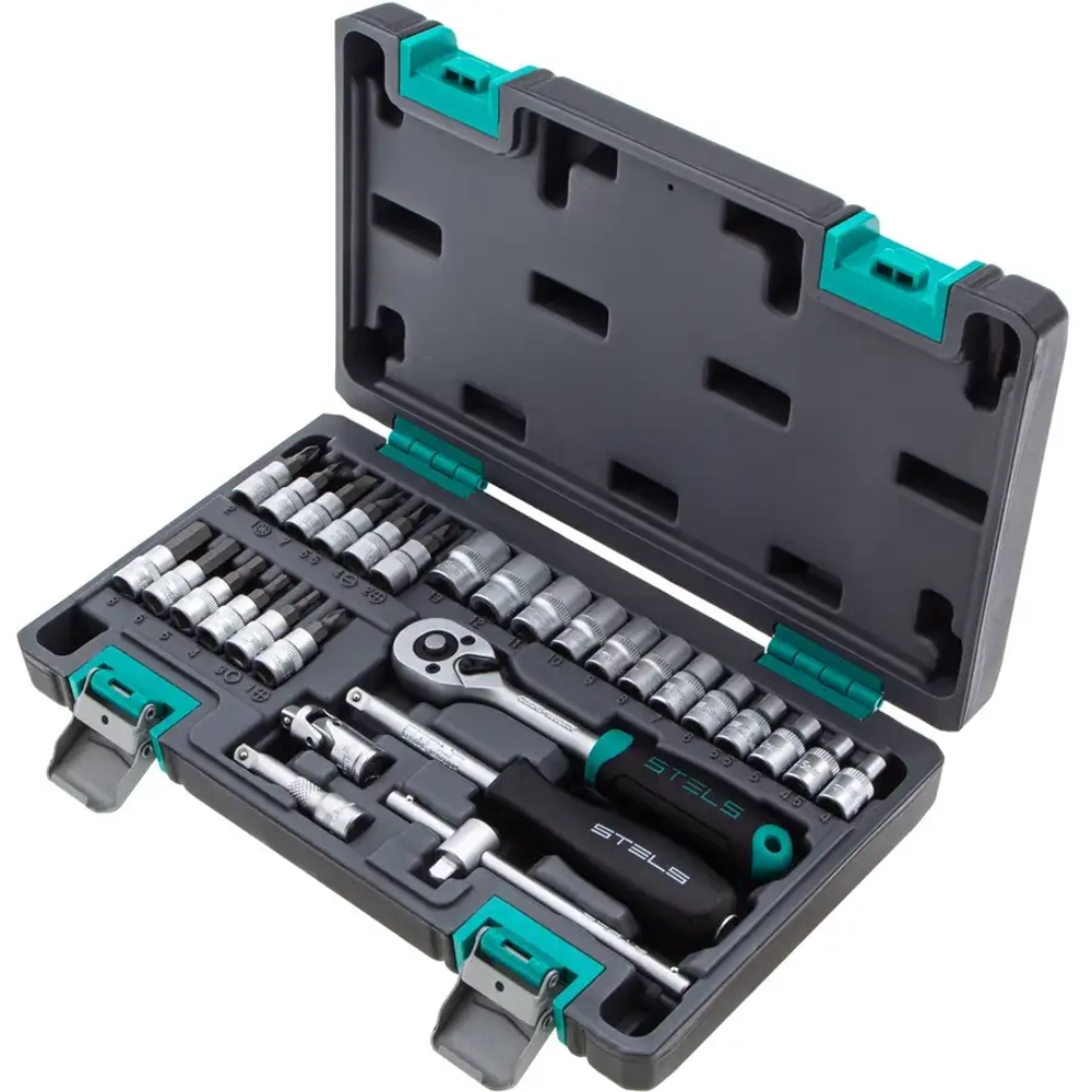 Набор инструментов, 1/4", CrV, 29 предм.// STELS 14100