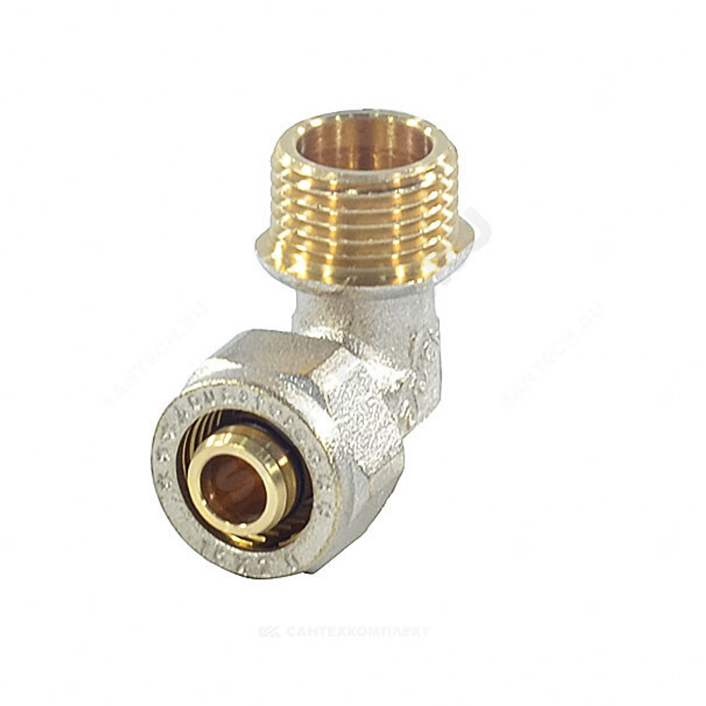 Угольник МП латунь никель обжим Дн 16х3/4"х90гр НР ГОСТ 32415-2013 7006 Aquasfera 7006-02