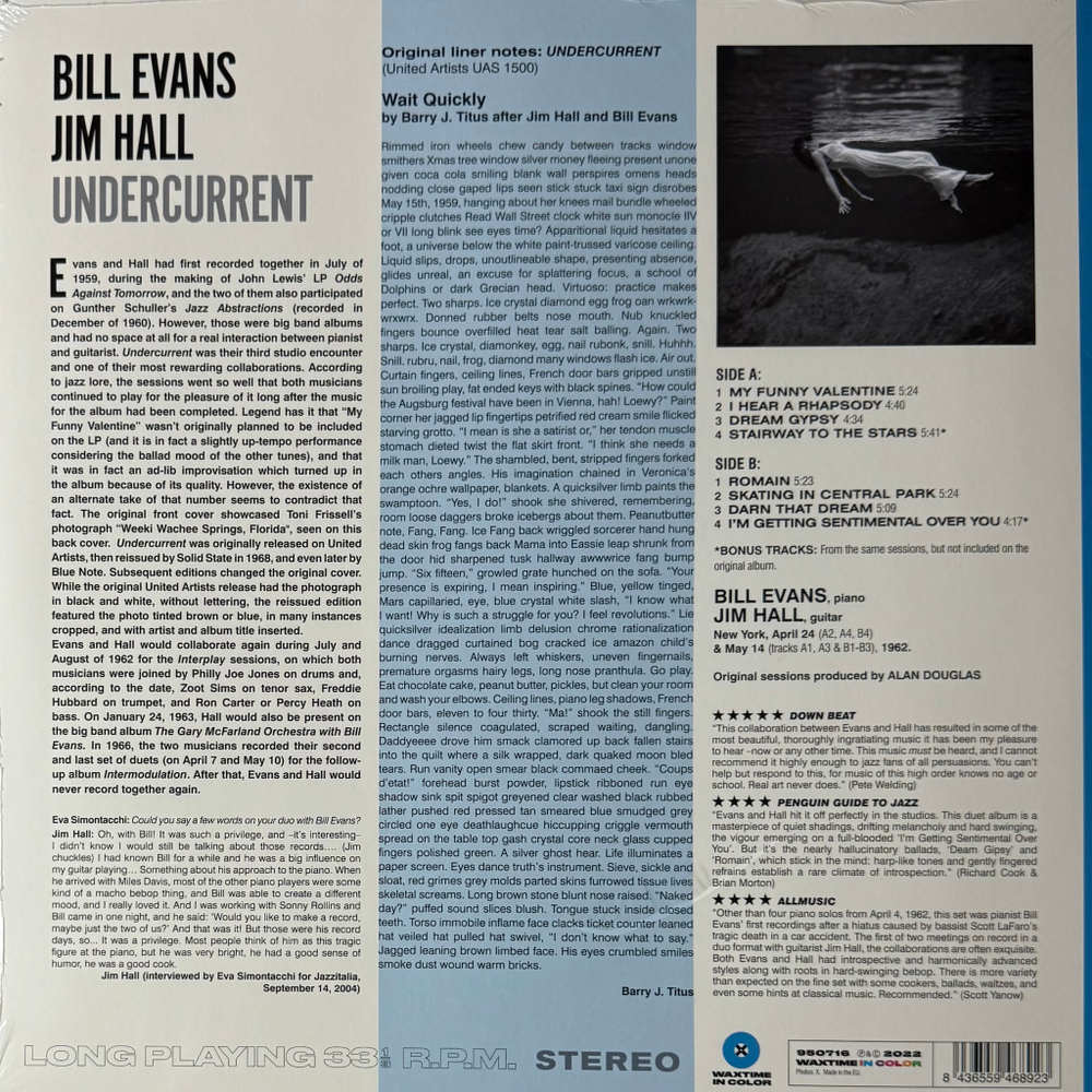 Bill Evans, Jim Hall ‎– Undercurrent (Европа 2022г.) Blue
