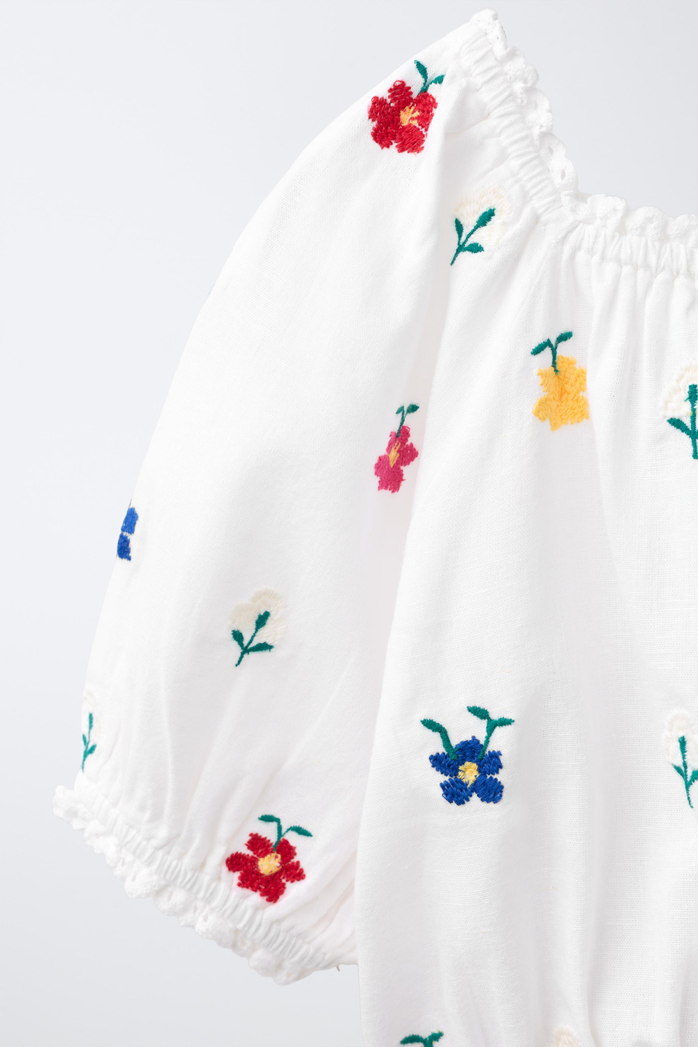 ZARA БЛУЗА ИЗ ТКАНИ С ВЫШИВКОЙ, РАЗНОЦВЕТНЫЙ