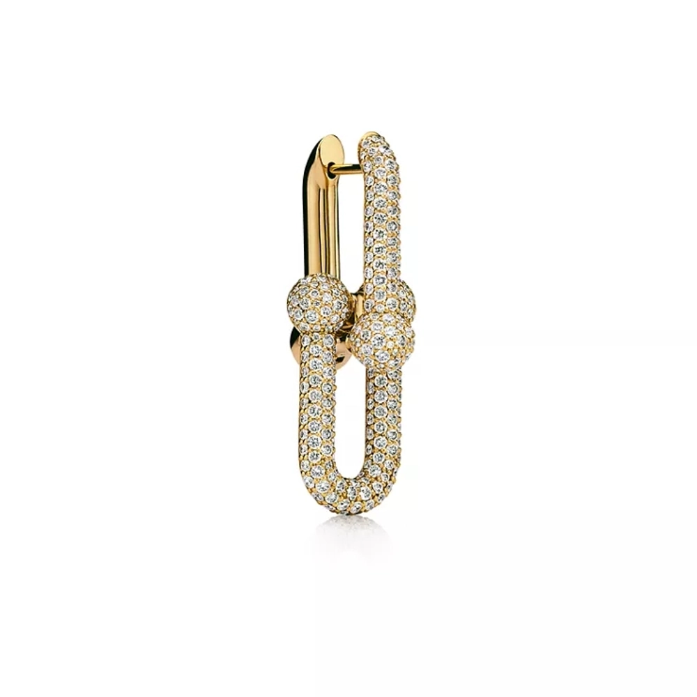 Серьги из жёлтого золота 18k с бриллиантами, Tiffany 💠 Hard Wear Large.