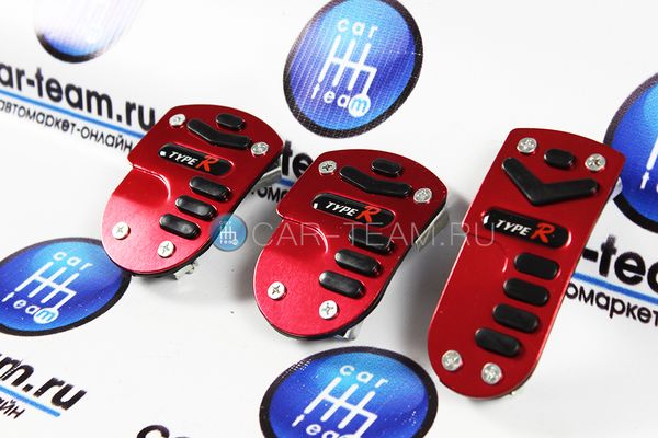 Накладки на педали металлические "Type-R" 1045 красные