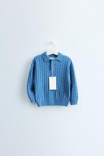 ZARA TIMELESS — СВИТЕР ПОЛО ИЗ 100% ШЕРСТИ, СИНИЙ