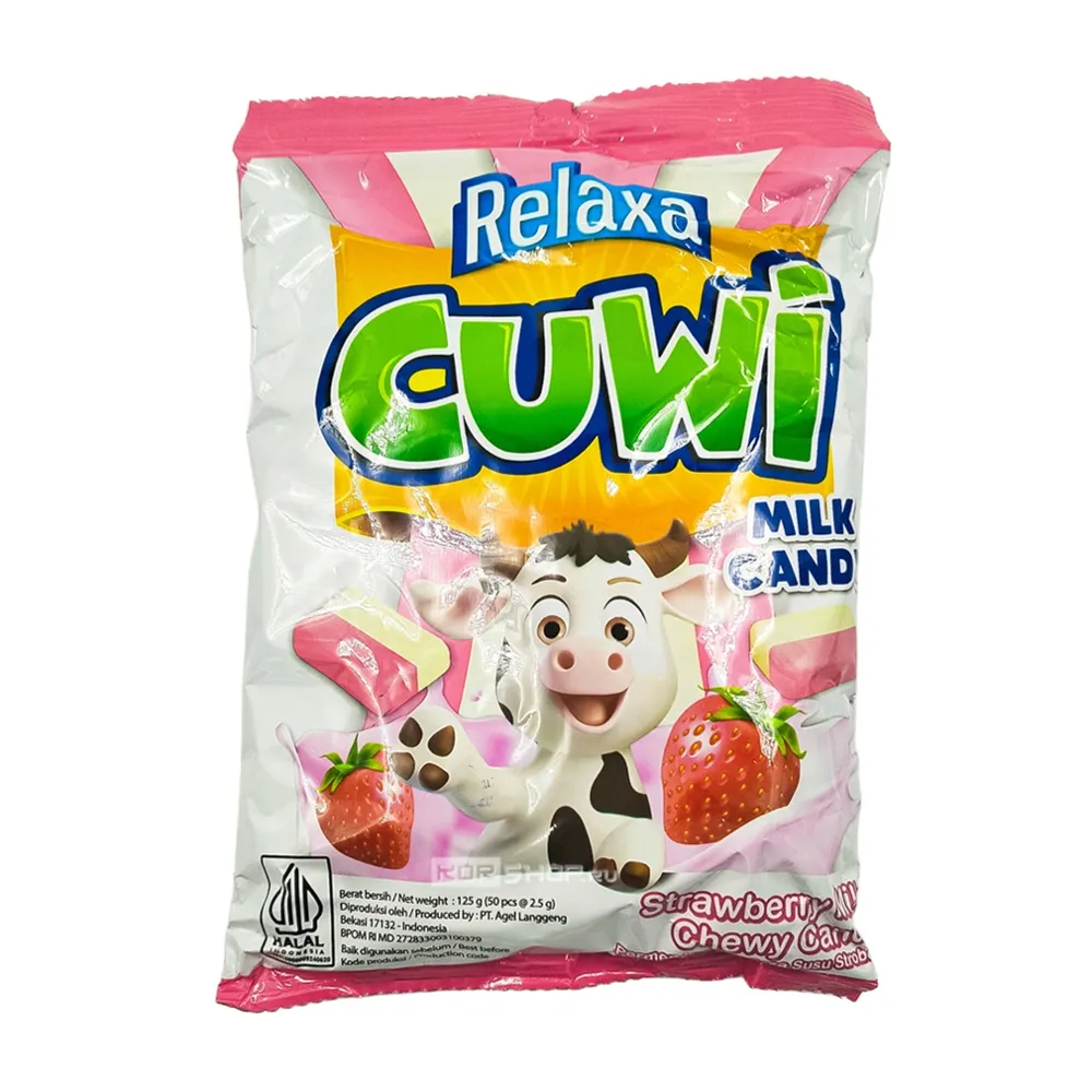 Relaxa Cuwi Strawberry Milk Chewy Candy конфеты (жевательные клубнично-молочные) 125г