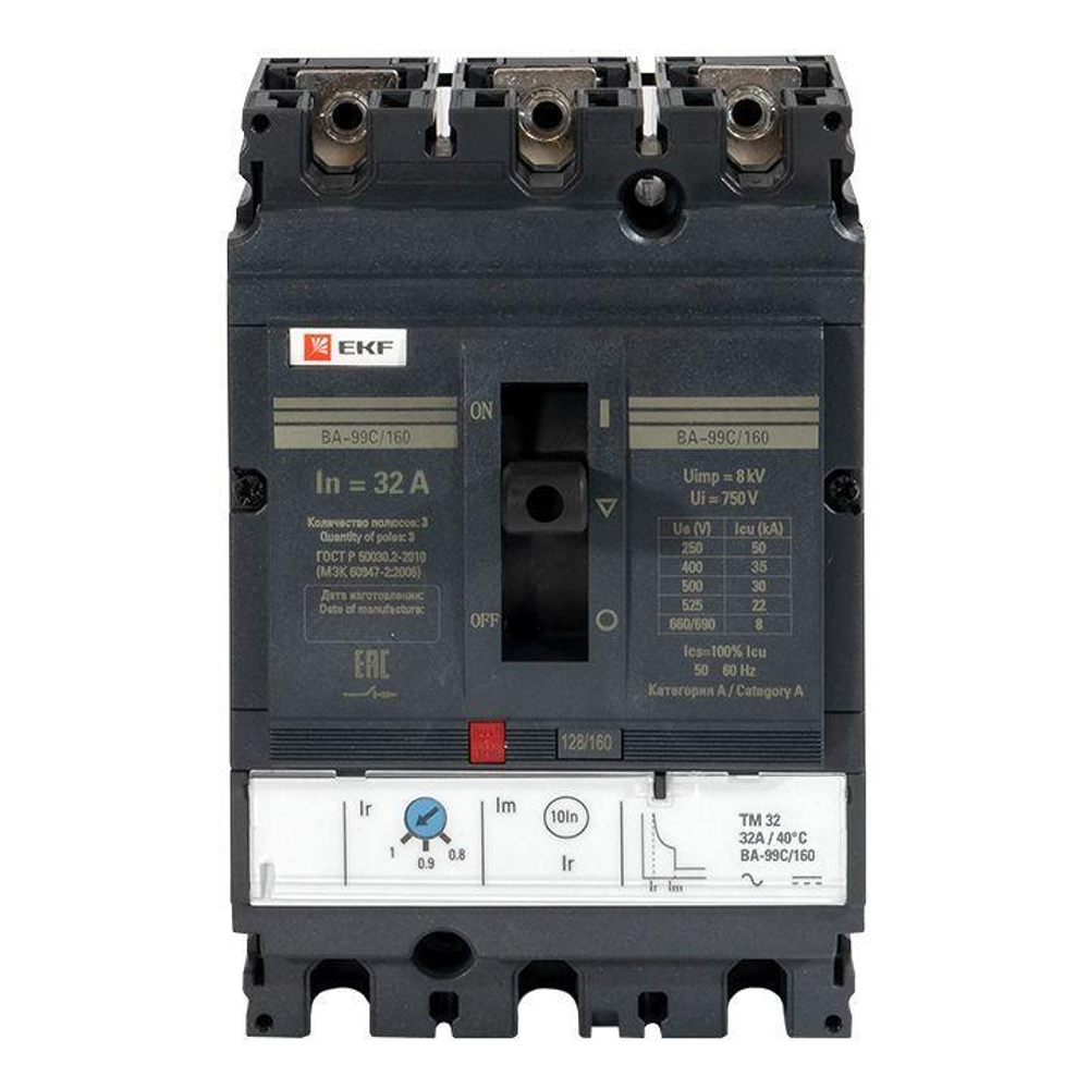 Выключатель автоматический 3п 160/32А 36кА ВА-99C Compact NS PROxima EKF mccb99C-160-32
