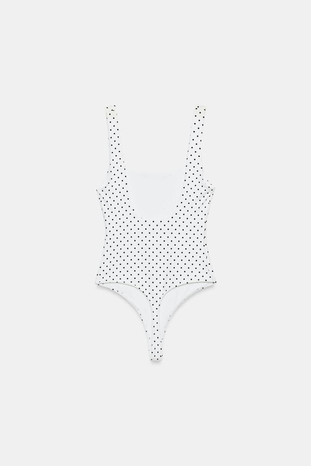 ZARA ЭЛАСТИЧНОЕ БОДИ С КВАДРАТНЫМ ВЫРЕЗОМ, ЧЕРНЫЙ/БЕЛЫЙ