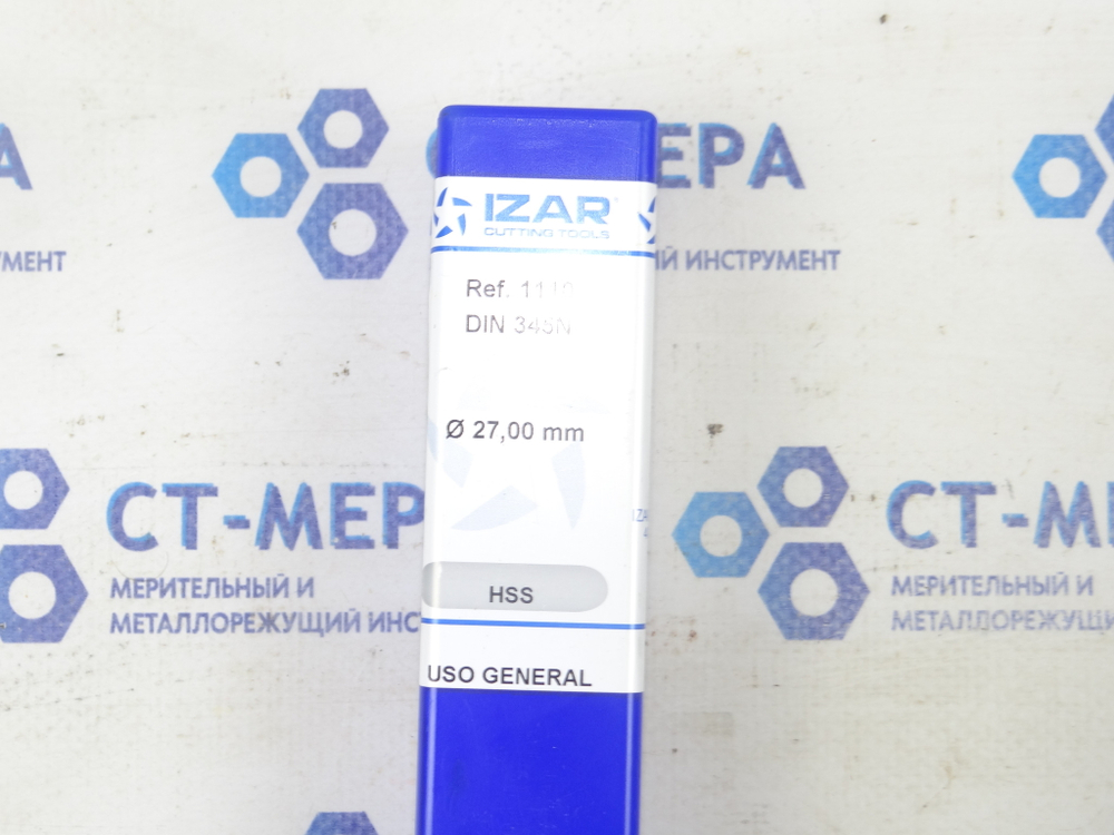 Сверло по металлу с к/х DIN345N Ref. 1110 27мм К/М 3 HSS IZAR Арт. 14690