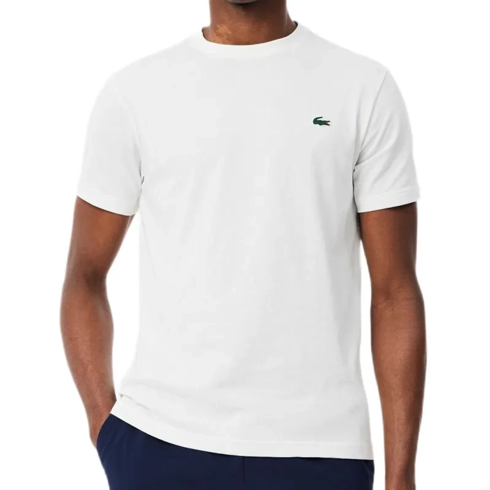 Мужская теннисная футболка Lacoste Ultra Dry Printed Sport - white/light blue