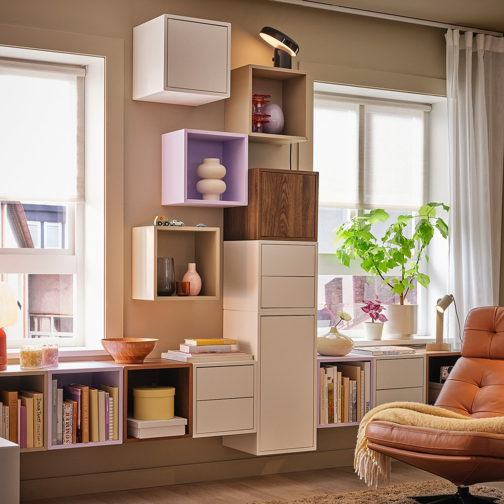 IKEA EKET  (ИКЕА ЕКЕТ)  -  Шкаф настенный - бледно-фиолетовый 35x35x35 см