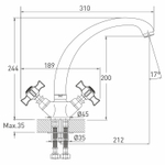 Смеситель для кухни 1/2 кер. MIXLINE МЛ30-031(ML30-031) "Классик" низкий излив