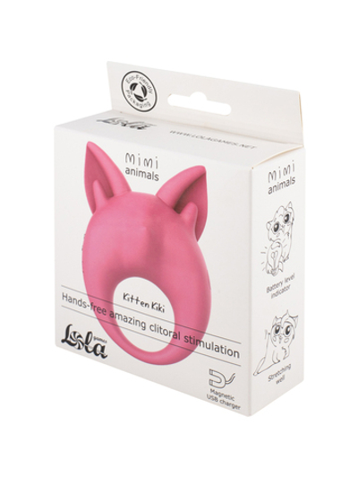 Перезаряжаемое кольцо для клиторальной стимуляции MiMi Animals Kitten Kiki Pink 7200-01lola