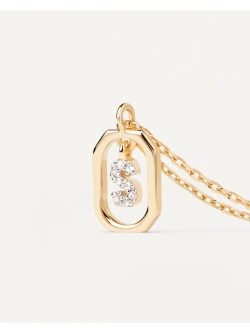 Колье Мини-Буква S серебро 925 пробы покрытое золотом