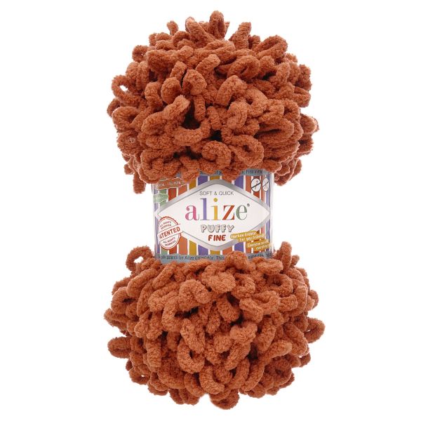 Пряжа Alize (Ализе) Puffy Fine / уп.5 мот. по 100 г, 14м, 090 терракот A