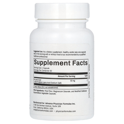 Advance Physician Formulas, R-липоевая кислота, 50 мг, 60 капсул