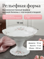 Салатник на ножке "Бледные розы" платина 16 см