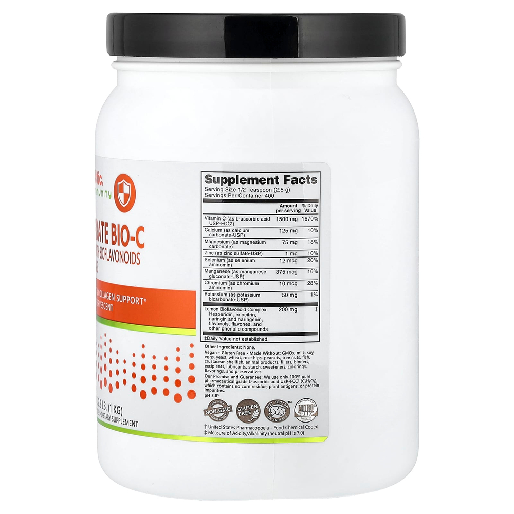 NutriBiotic, Immunity, аскорбат Bio-C, витамин C с биофлавоноидами и минералами, 1 кг (2,2 фунта)