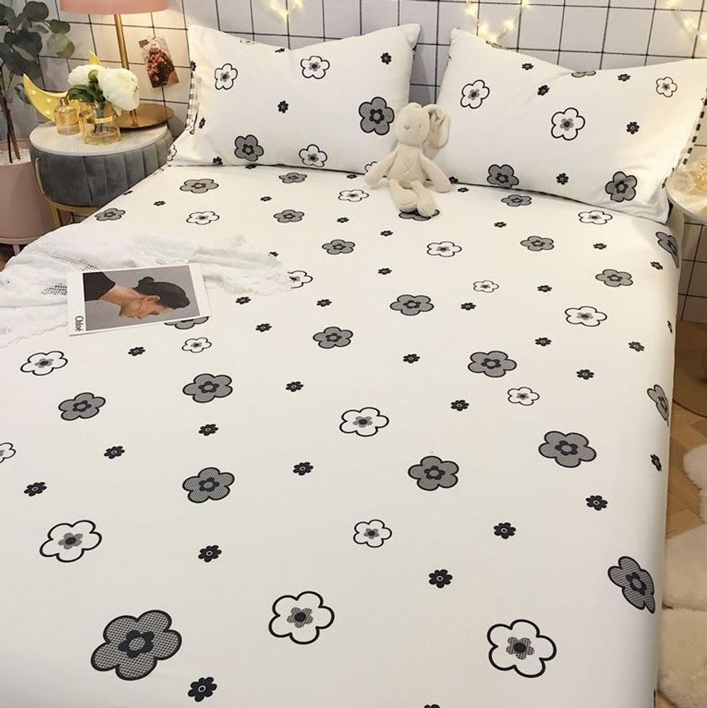 ZEPHYR HOME КПБ 1.5 Полуторка Сатин черные цветы на белом