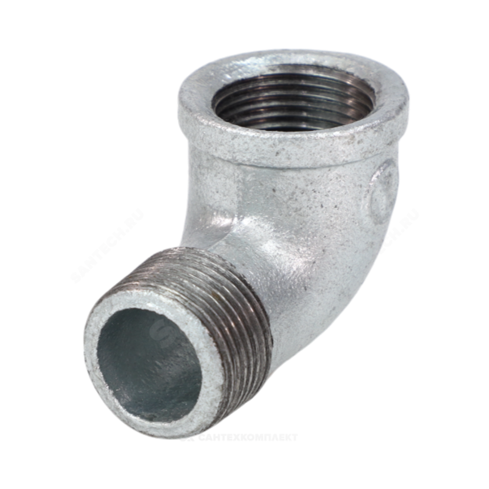 Угольник проходной чугун оц Ду 20 (3/4") ВР/НР Fittex PLUS