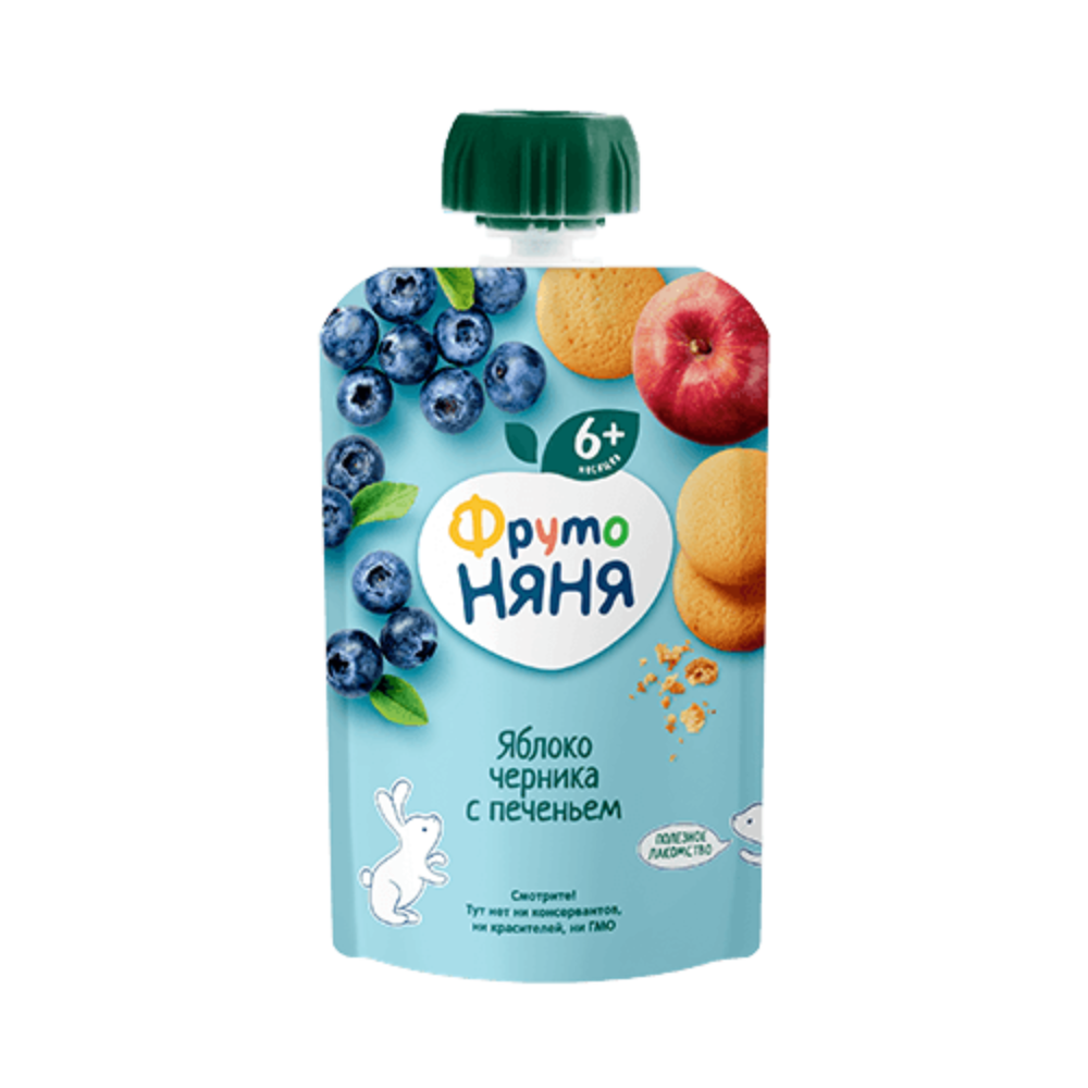 Пюре Фруто Няня Gualapack яблоко,черника печенье 90 гр
