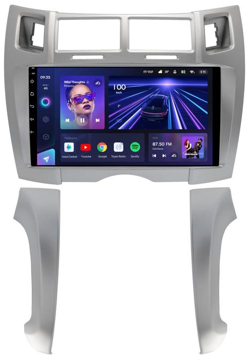 Магнитола для Toyota Vitz 2, Yaris 2 2005-2011 (рамка серебро тип 2) - Teyes CC3 на Android 10, Быстрая, QLED, CarPlay, 4G SIM-слот