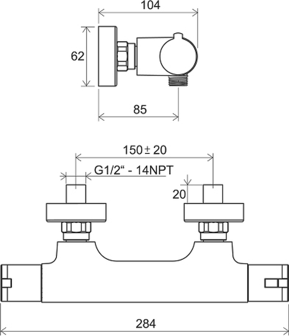 Смеситель для душа Ravak Termo TE 032.00/150 X070034 с термостатом Хром