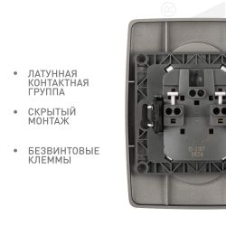 Розетка ЭРА Серия 12 12-2107-16 двойная 2X2P 16А-250В титан | Эра 12