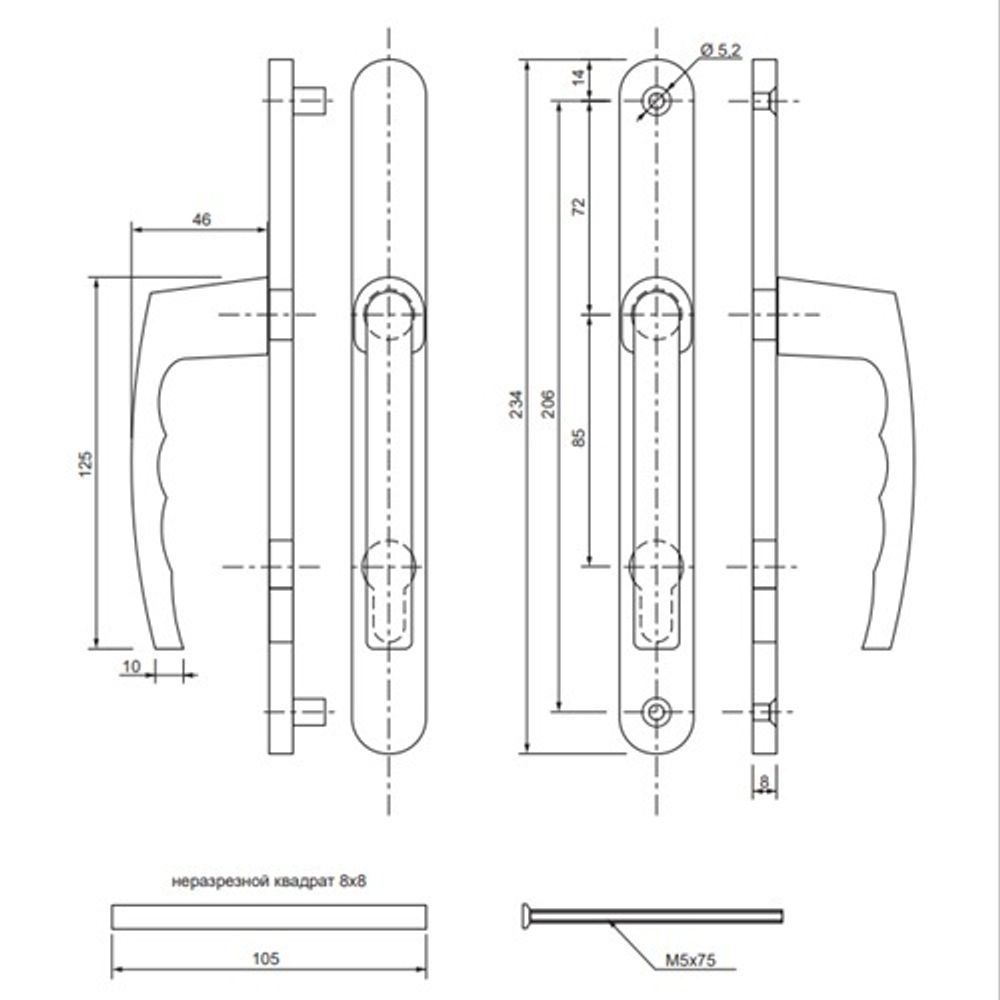 Ручки на планке APECS HP-85.7205-BLM (RAL 9005) черный