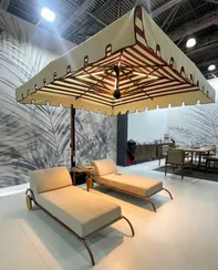 Зонт профессиональный 3х3 м с подсветкой Galileo Wood Light, имитация ироко, бордовый, бежевый