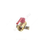 Кран шаровой латунь со спускником Ду 20 Ру16 ВР 3/4" рычаг красный со спускником Пензапромарматура 019021012