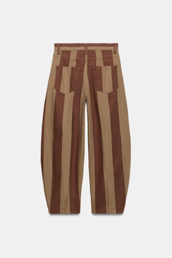 ZARA ДЖИНСЫ TAPERED С ВЫСОКОЙ ПОСАДКОЙ И ПРИНТОМ — ZW COLLECTION, ПОЛОСКИ