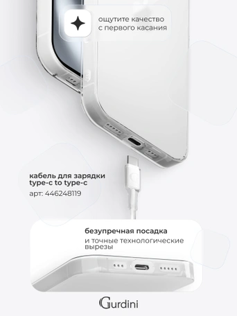 Чехол накладка iPhone 16 6.1" Gurdini силикон Ultra Twin 1 mm прозрачный