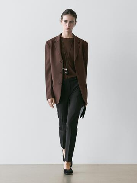 Massimo Dutti Блейзер из крепа, шоколадный