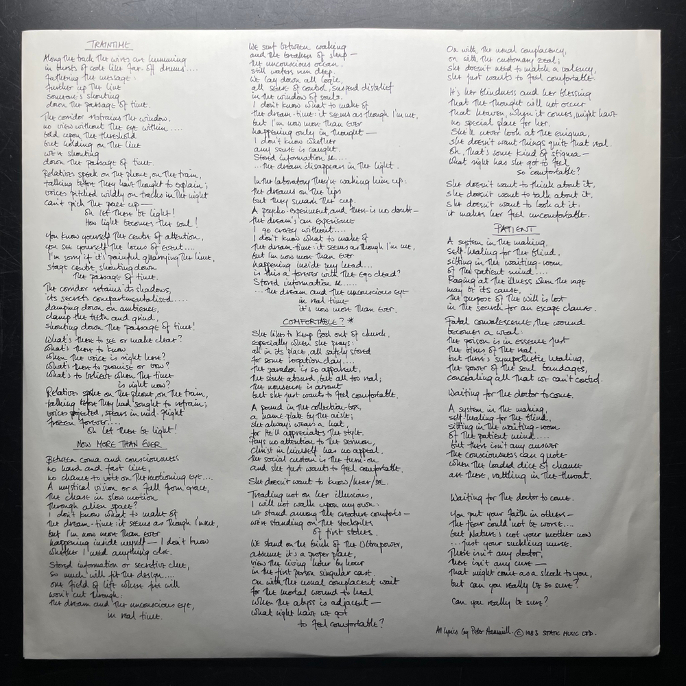 Peter Hammill ‎– Patience (Голландия 1983г.)