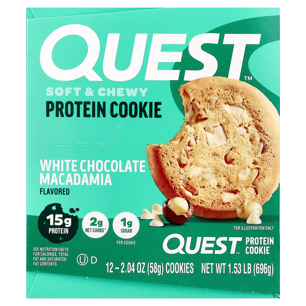 Quest Nutrition, Protein Cookie, белый шоколад и макадамия, 12 печений, 58 г (2,04 унции)