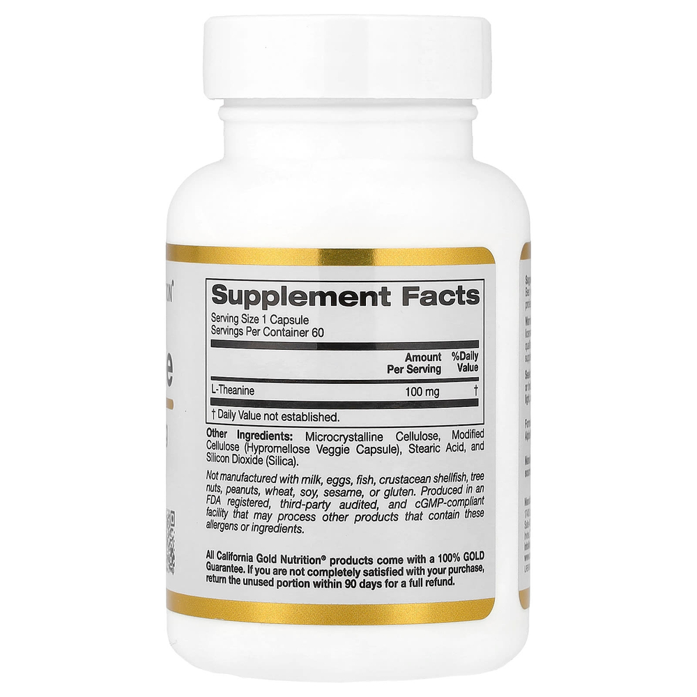 California Gold Nutrition, L-теанин, с AlphaWave®, 100 мг, 60 растительных капсул